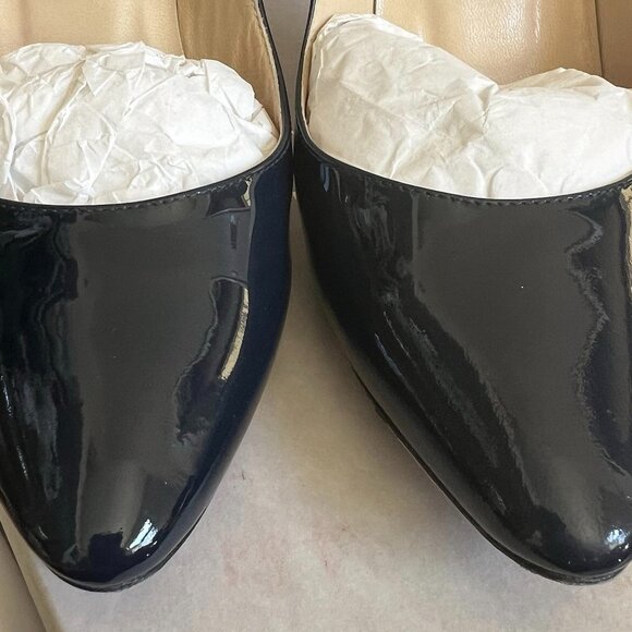 Jimmy Choo MEI Navy Patent Leather Almond Toe Pump Heels - Picture 3 of 15